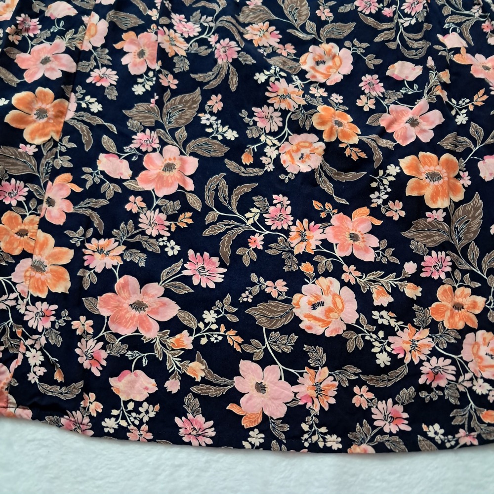 Old Navy Dress Women's Large Midi Navy Floral Puff Sleeve Smocked Feminine - Picture 4 of 12